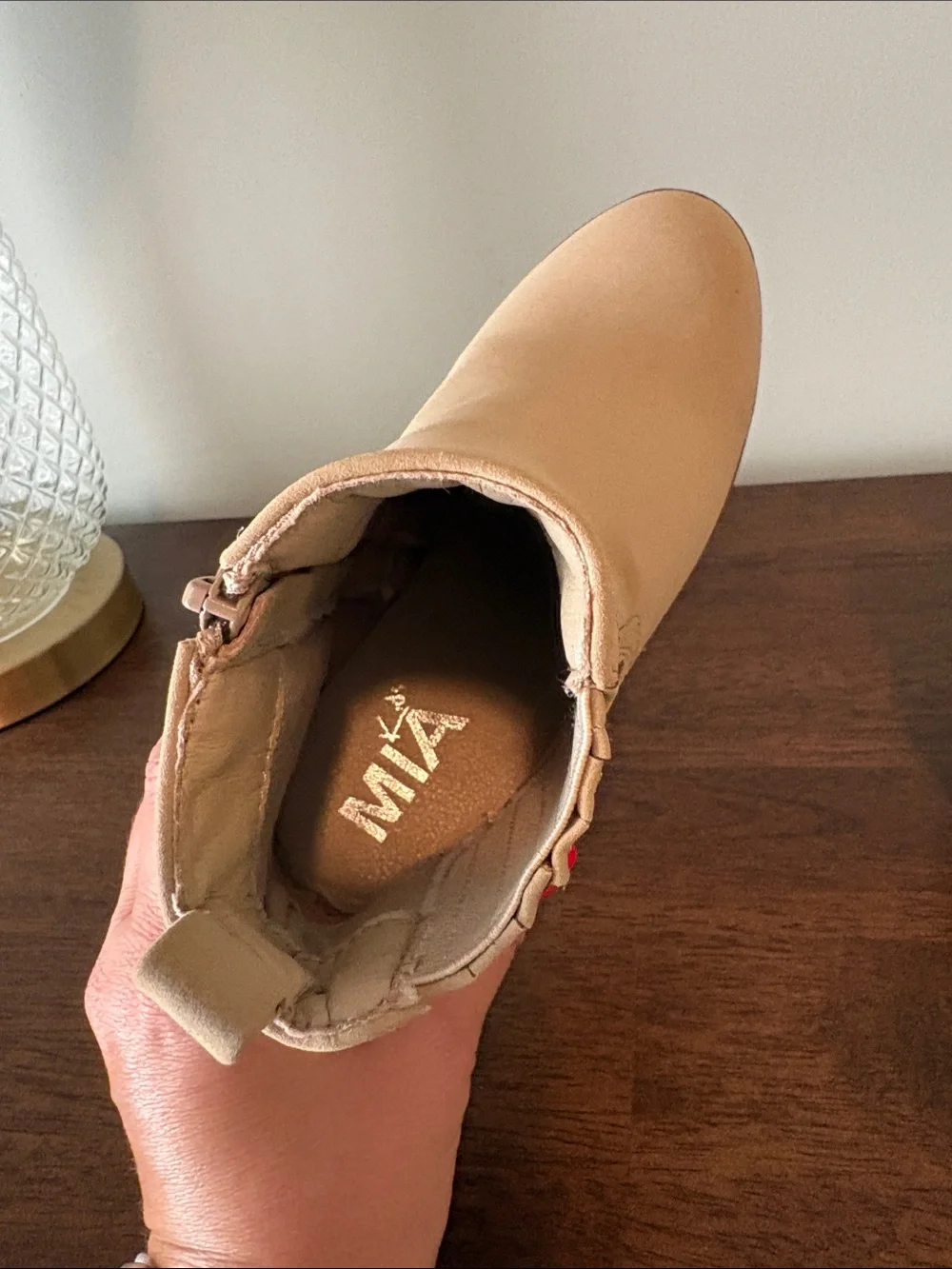 Girls MIA Tan Ankle Boots with Embellished Side Panel